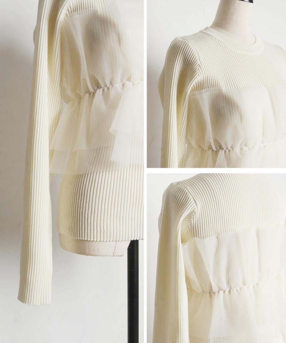 【tops】チュールドッキングニットトップス　M28014