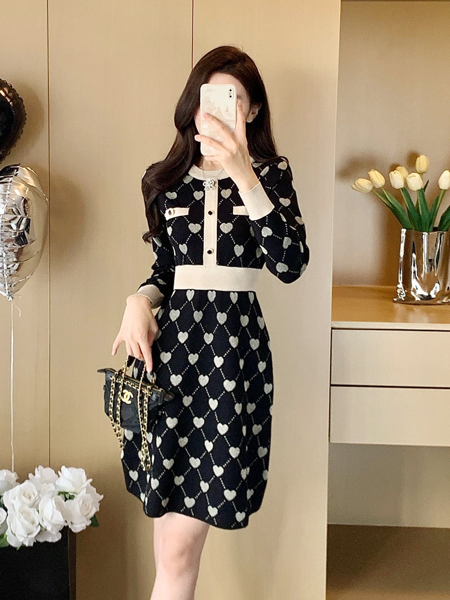 【dress】ジャカードニットワンピース　M28415