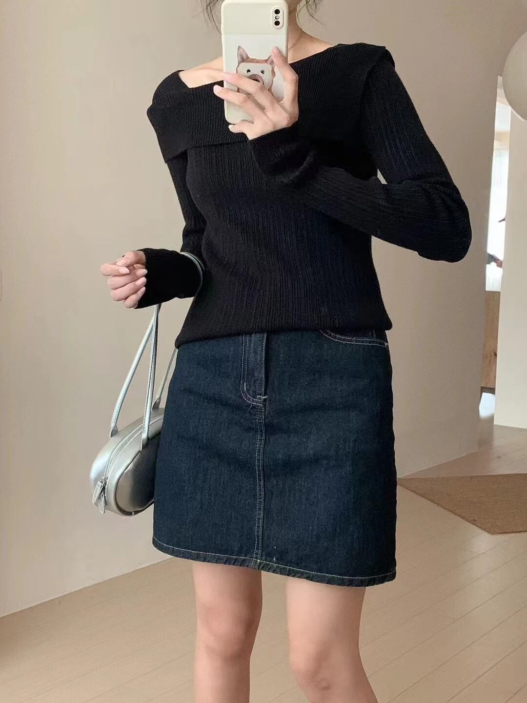 【tops】ボートネックニットトップス　M18096