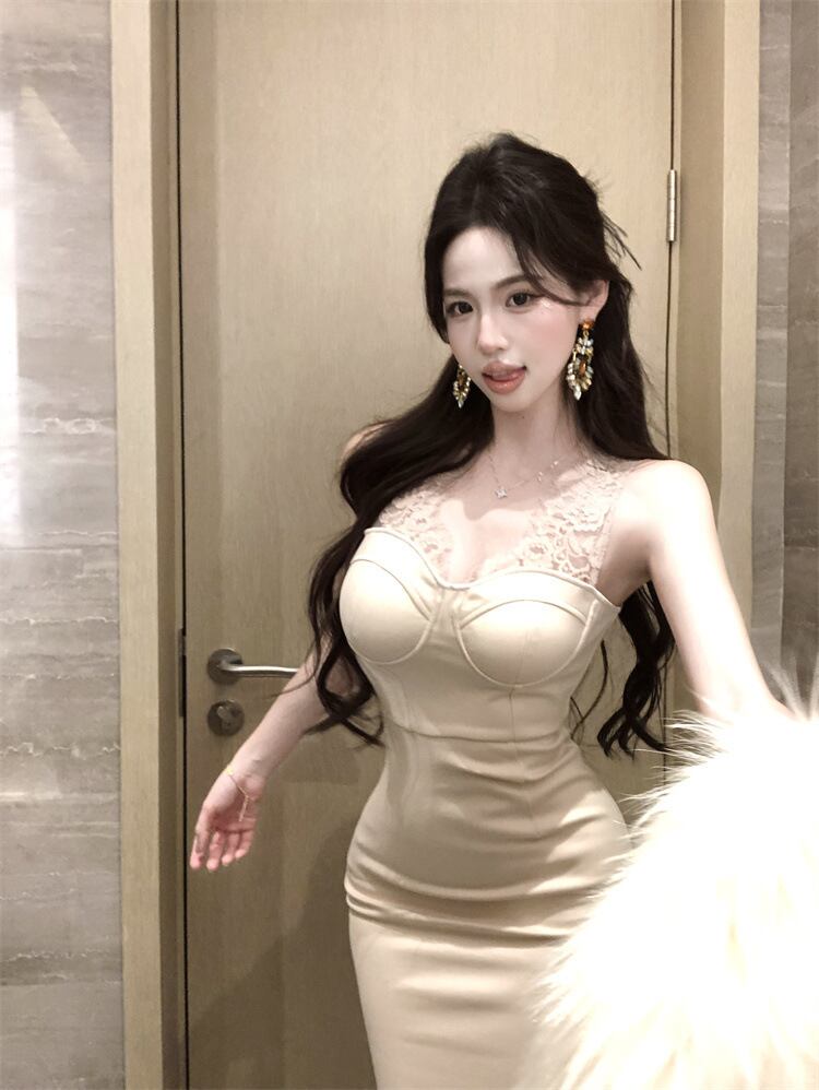 【dress】レース切り替えワンピース　M29625