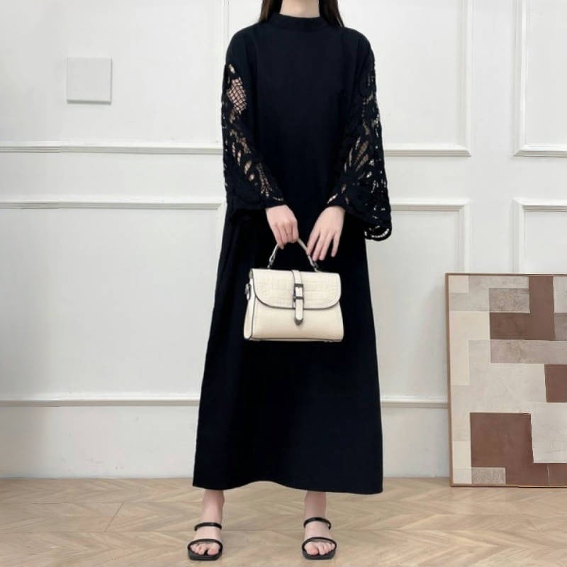 【dress】レース切り替えワンピース　M24076