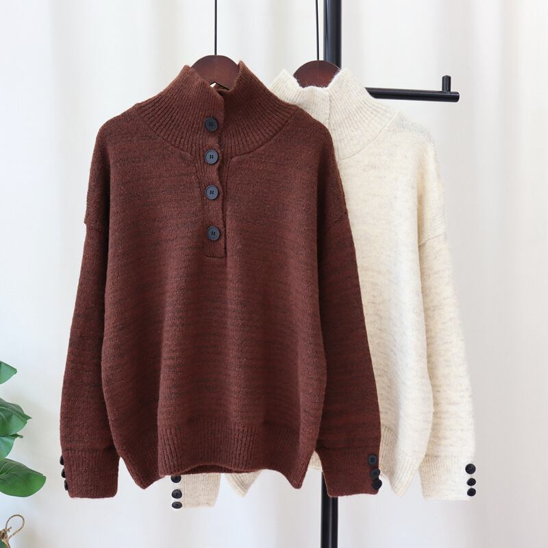 【tops】ボタンデザインニットセーター　M27817