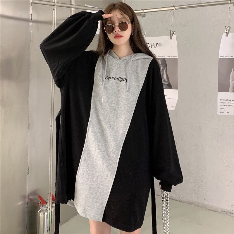 【dress】韓流スタイル!気質満点レトロ秋ルーズパーカーワンピース G1883