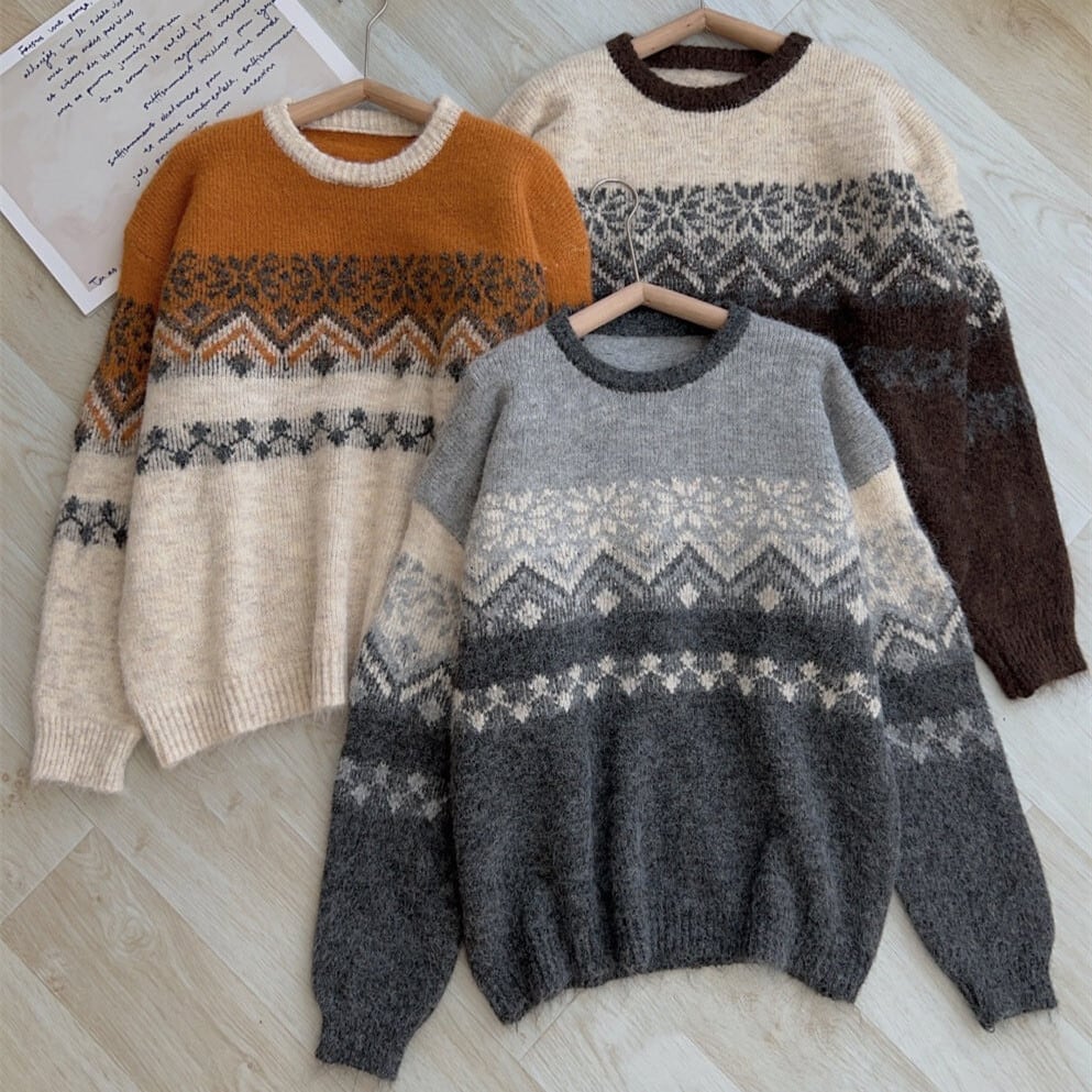 【tops】ジャカードニットセーター　M27106