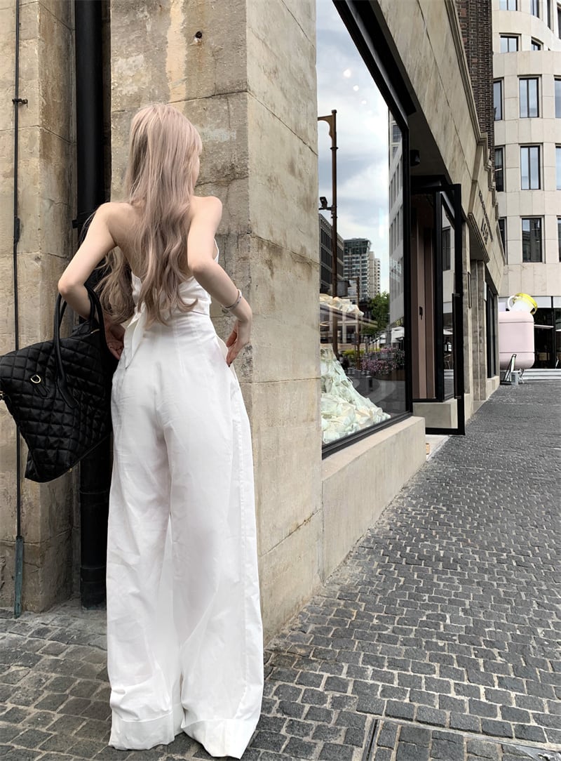 【set】バックレストップス×ワイドパンツセット　M30043
