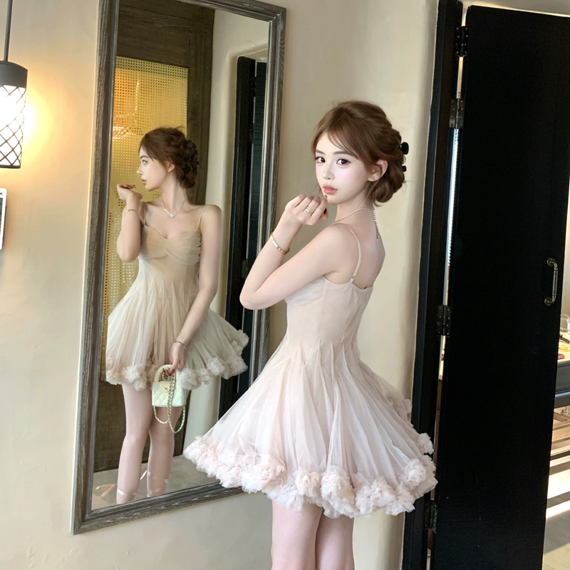 【dress】ギャザーフリルチュールミニワンピース Q8417