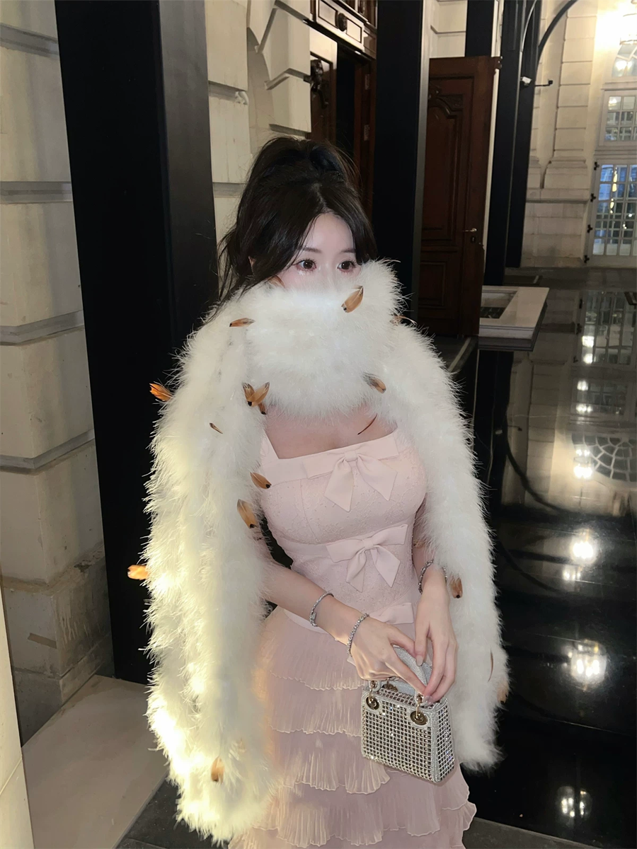 【dress】リボン付きティアードキャミワンピース Q7679