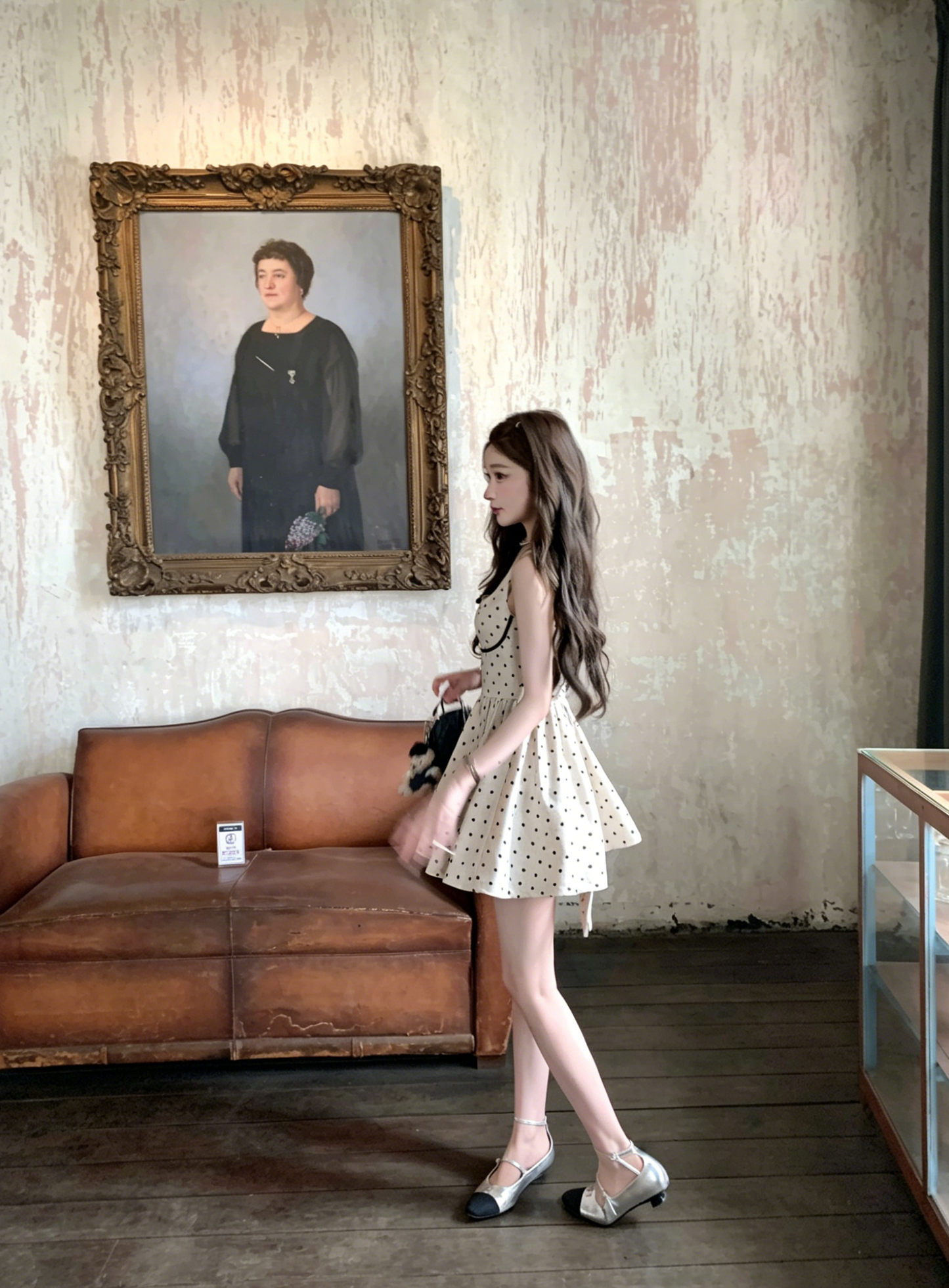 【dress】バックリボンドット柄ミニワンピース　M30198