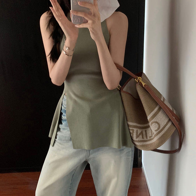 【tops】3色スリットタンクトップF7585