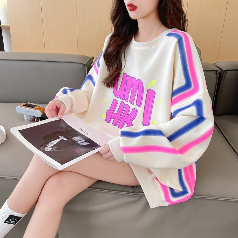 【tops】クルーネックプリントプルオーバー　M18639