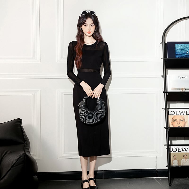 【dress】チュールドッキングワンピース Q7041