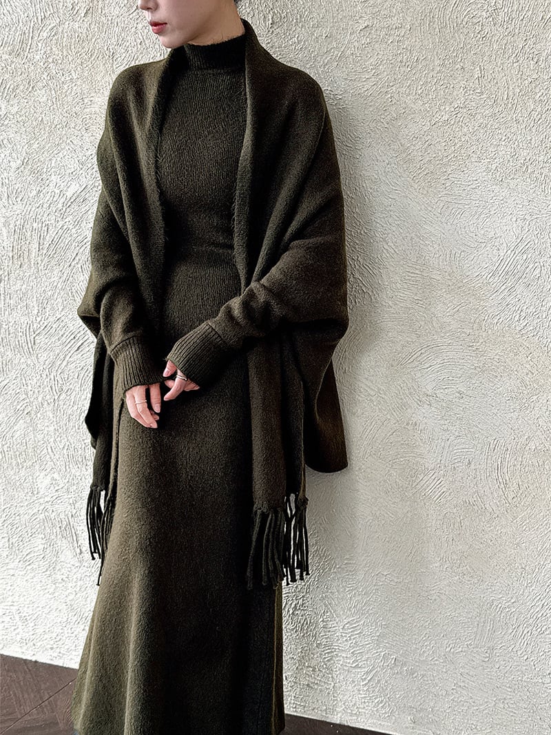 【set】ストール×ノースリーブニットワンピースセット　N3472