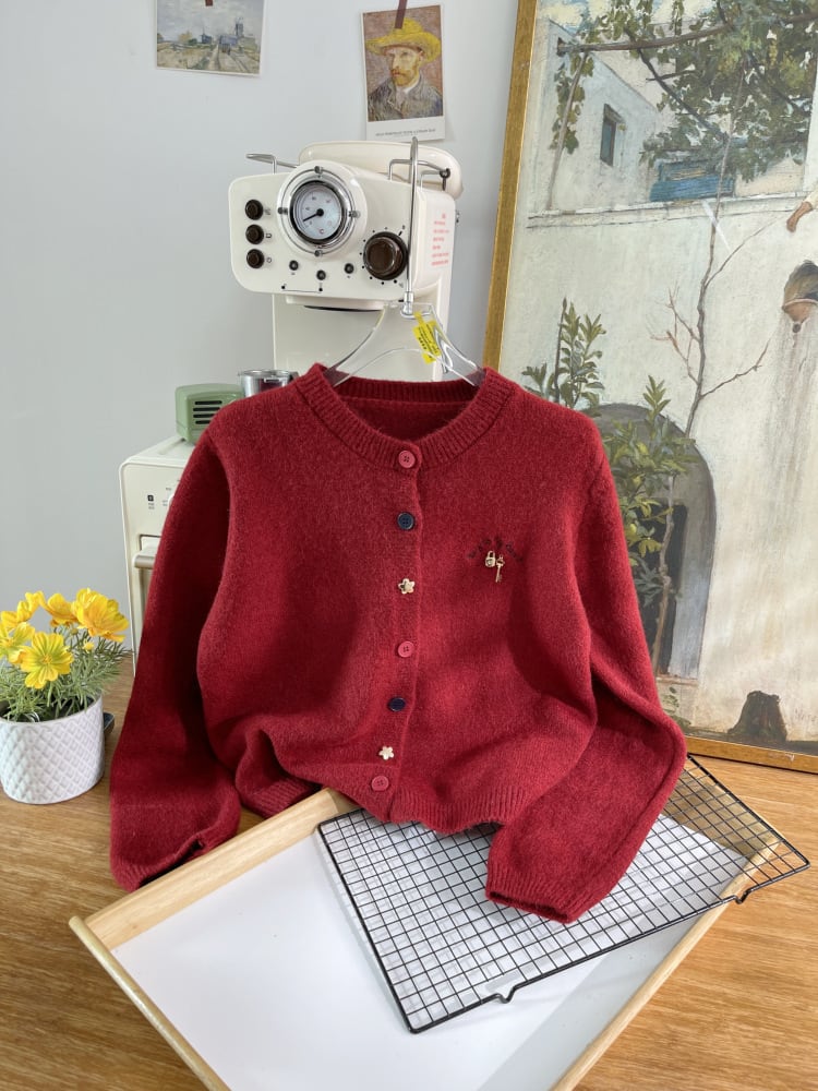 【outer】刺繍ニットカーデ　M28625