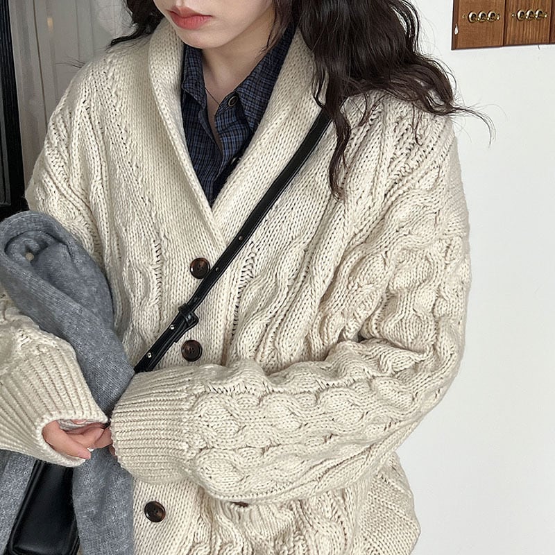 【outer】Vネックニットカーディガン Q7094