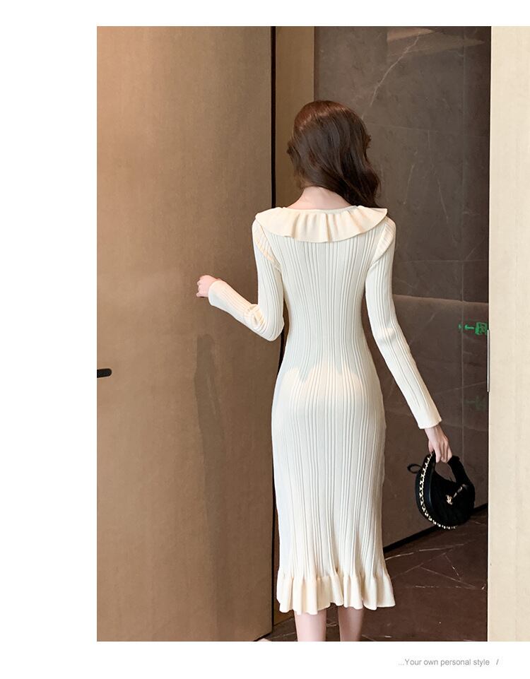【dress】フリルニットワンピース　M18803