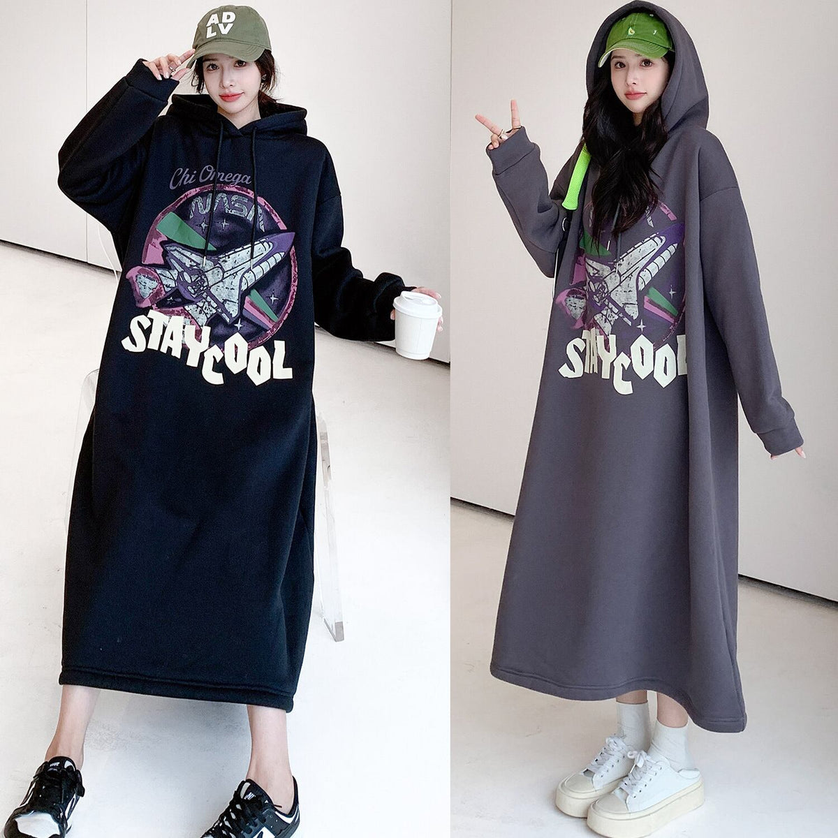 【dress】裹起毛パーカーワンピース　M18579