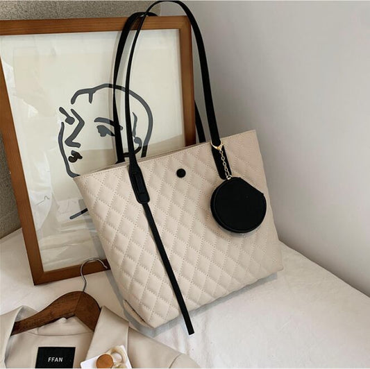 【小物】高級感 カジュアルファッション幾何模様ファスナーハンドバッグ