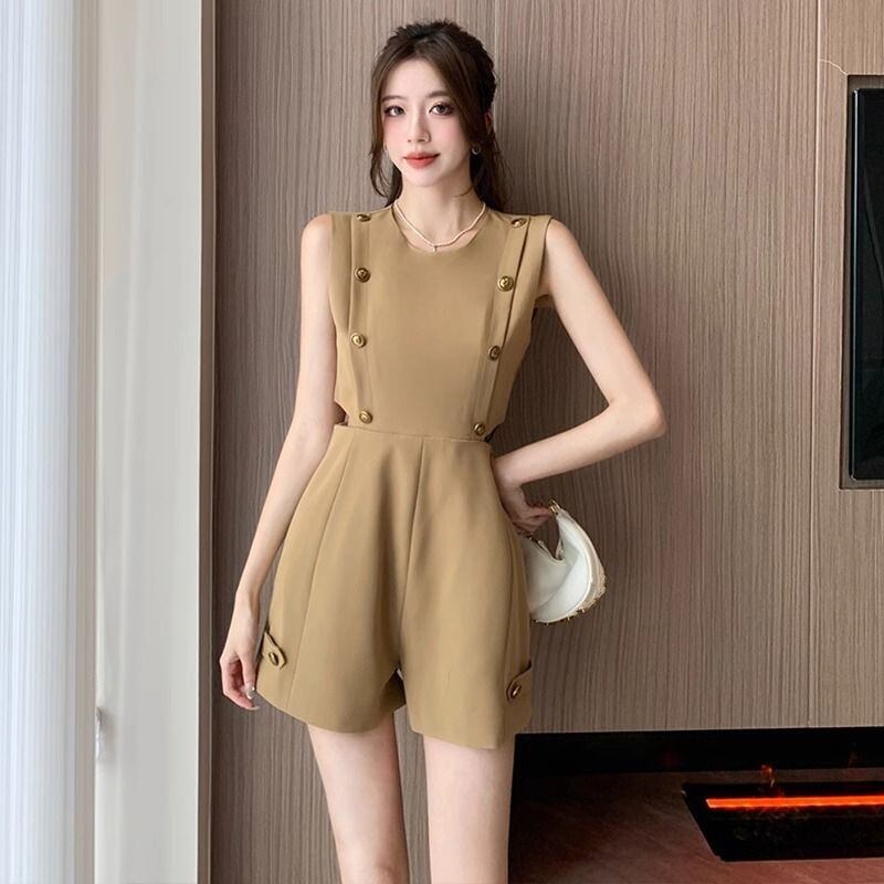 【set】ノースリーブ透かし彫りオールインワンF7374