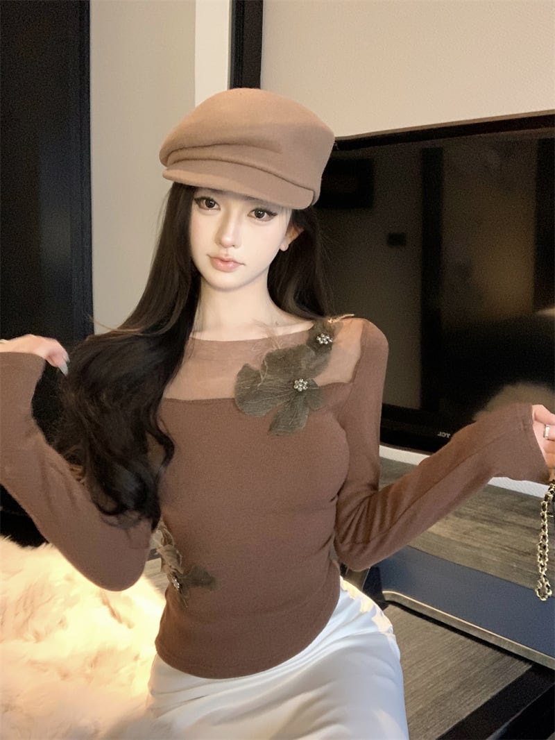 【tops】チュールコンビ立体フラワートップス　M28376