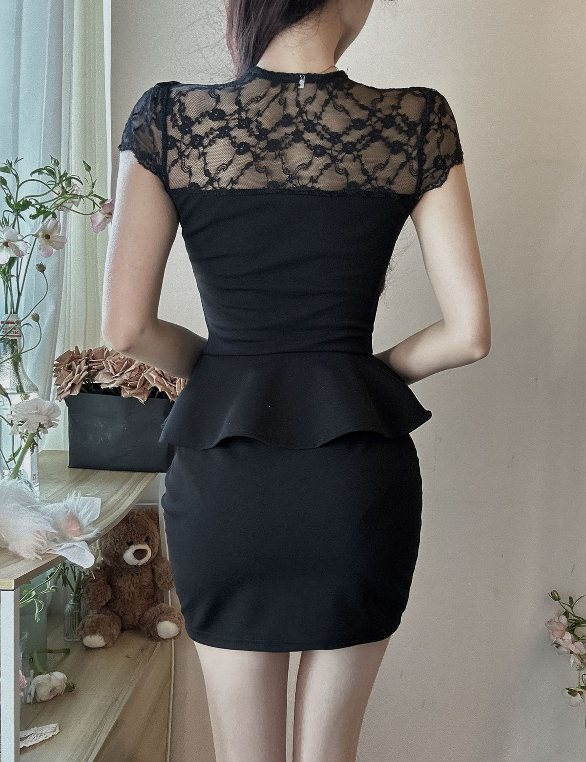 【dress】レース切り替えワンピース　M23981