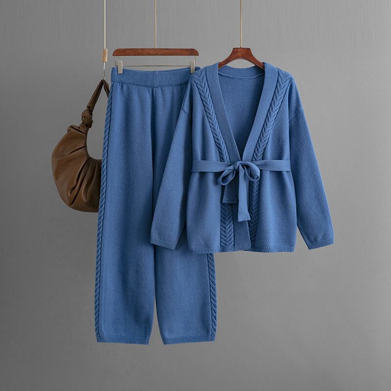 【set】ニットカーデ×ワイドパンツセット　M28160