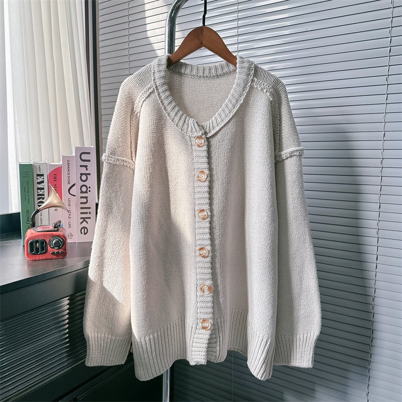 【outer】クルーネックニットカーデ　M25670