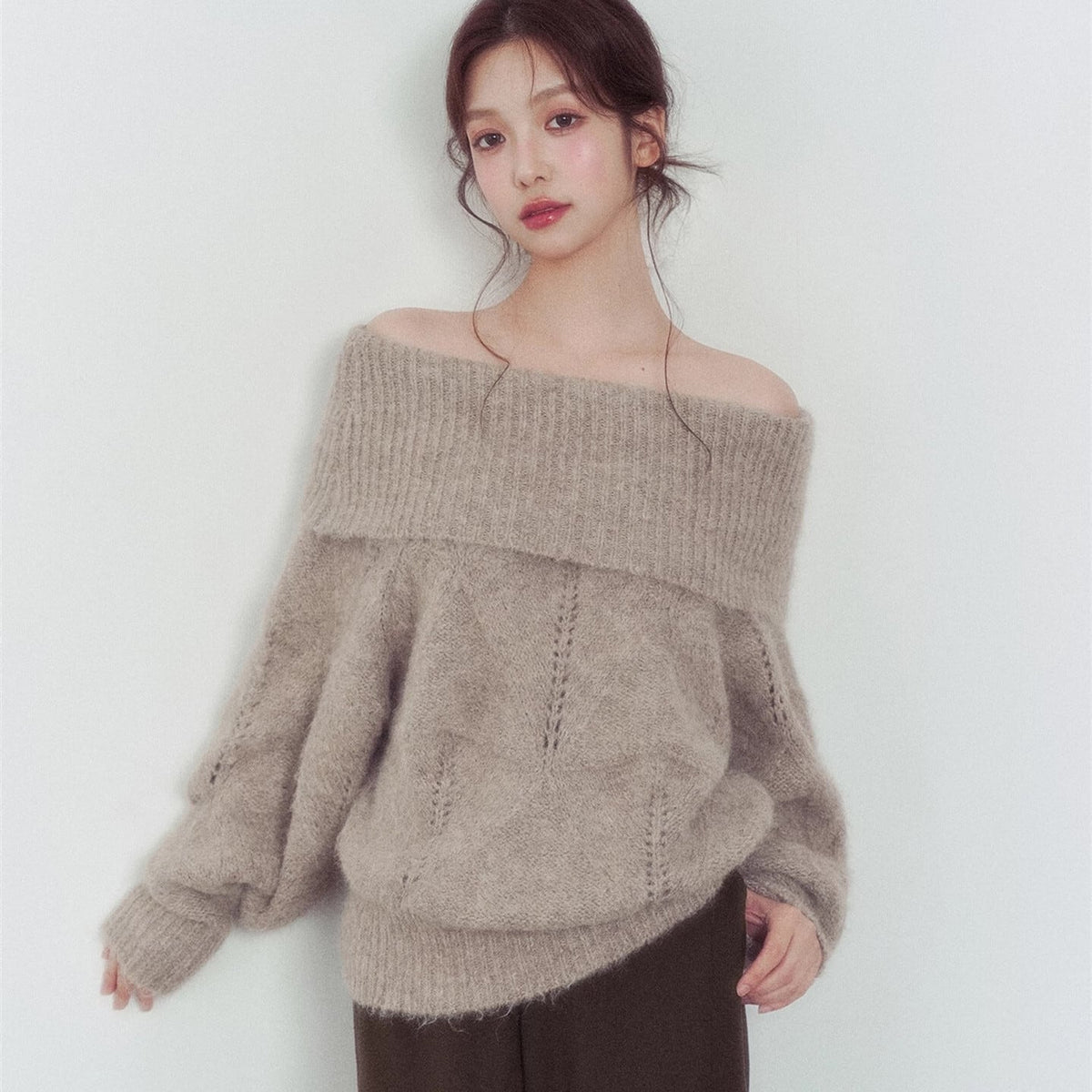 【tops】オフショルニットトップス　N3346