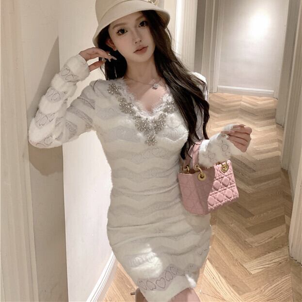 【dress】ビジューレースデートワンピース　M28176