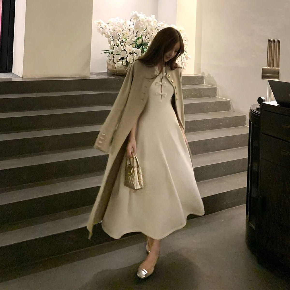 【dress】リボンノースリーブニットワンピース N3516