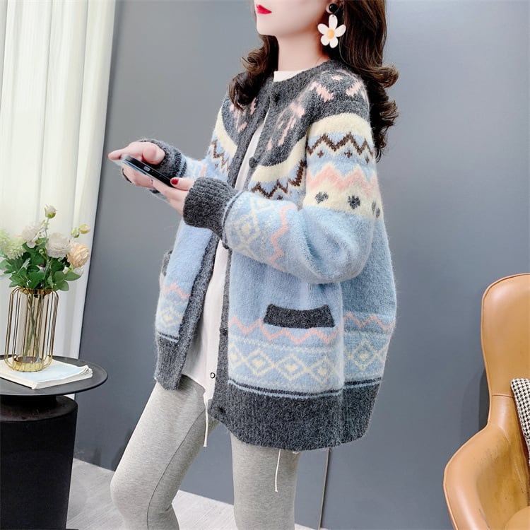 【outer】ジャカードニットカーデ　M27643