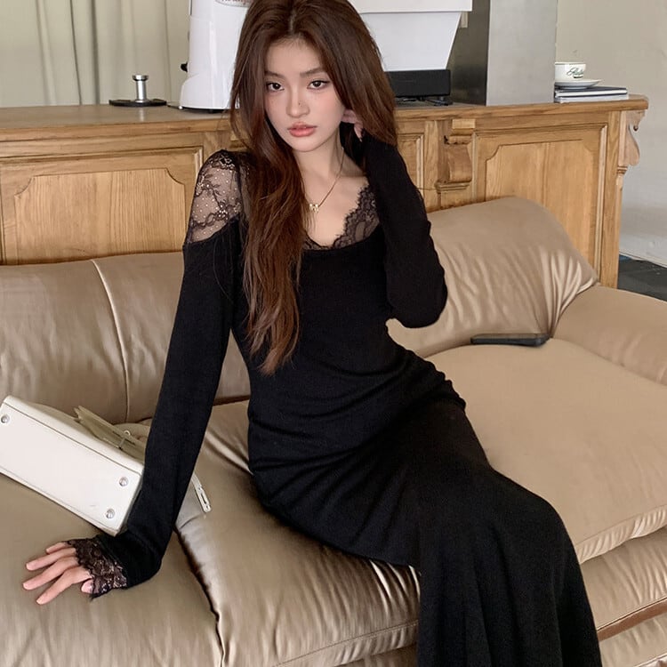 【dress】レースドッキングワンピース　M27754