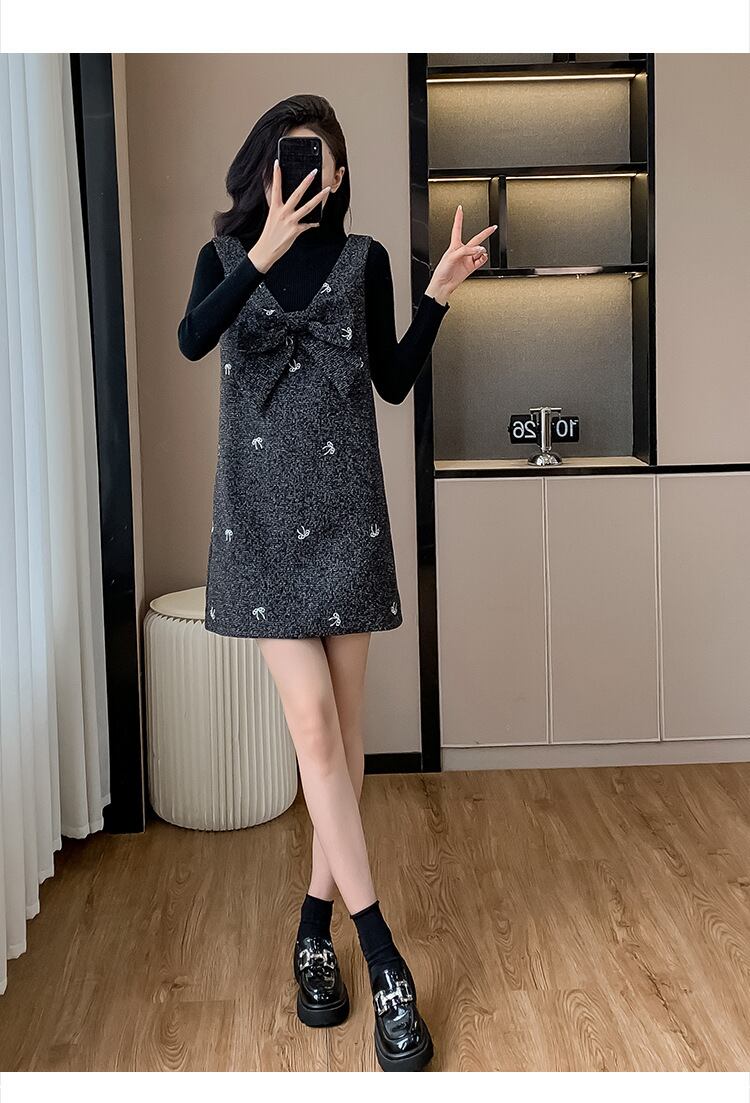 【set】ニットトップス×バックリボンワンピースセット　M28246