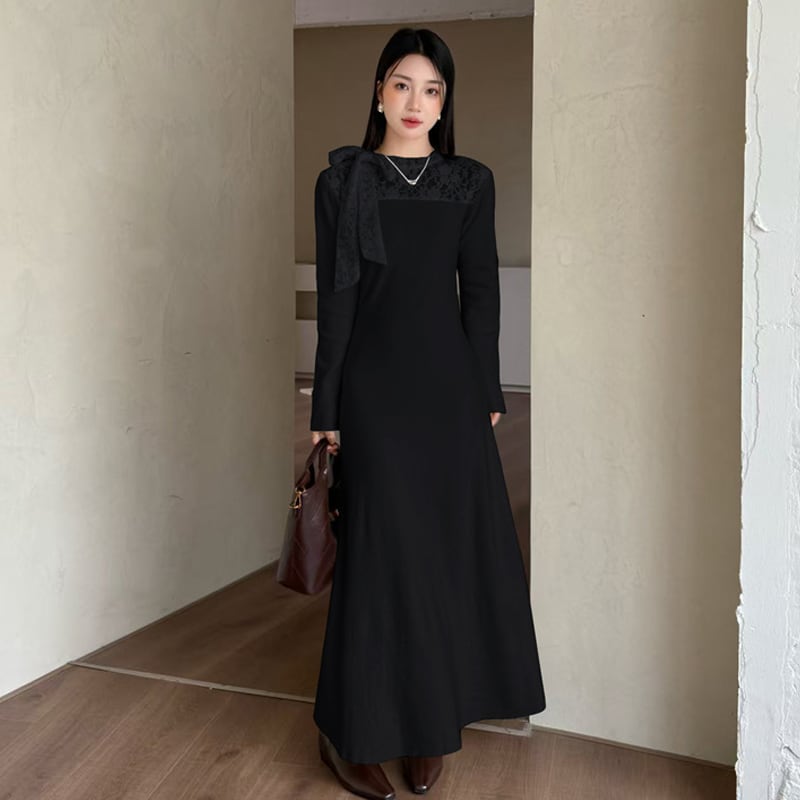 【dress】レースドッキングワンピース Q7052