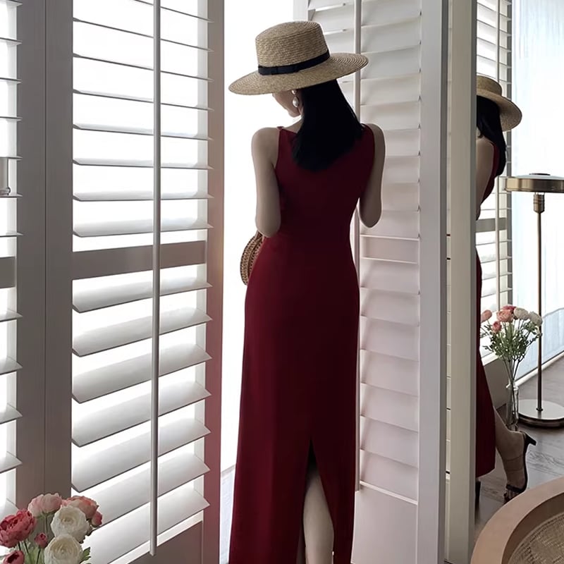 【dress】ノースリーブロングワンピース Q8434