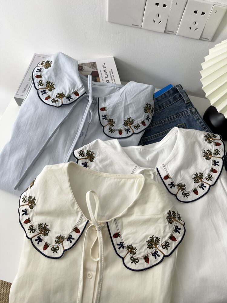 【tops】刺繍シャツブラウス　M29907