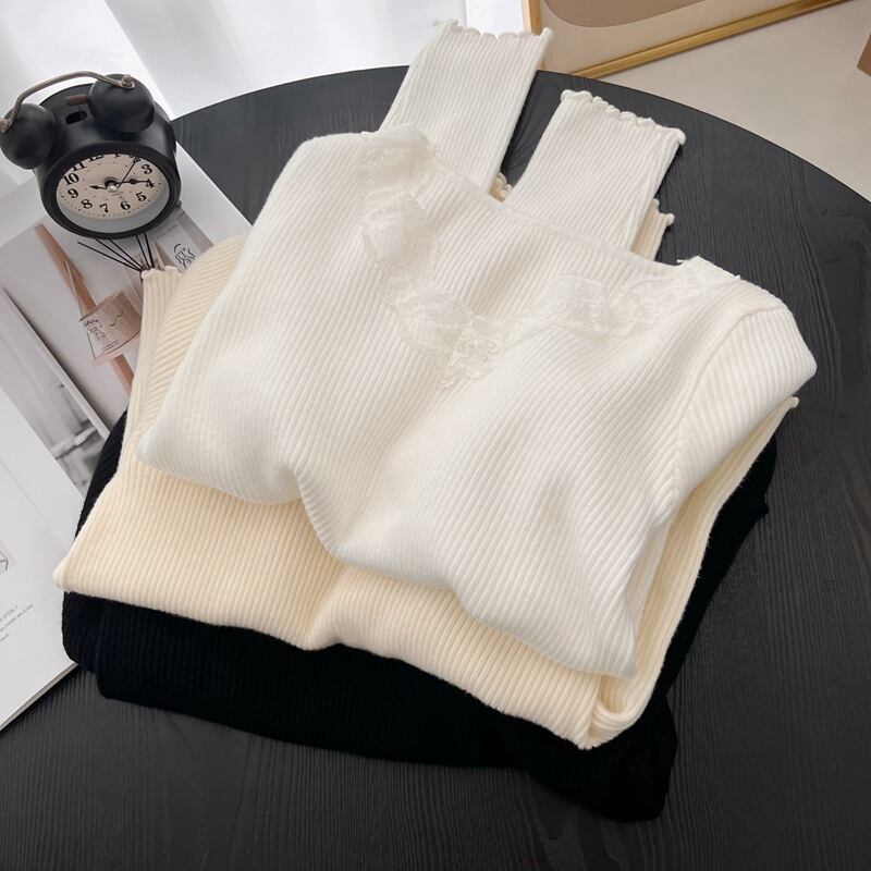【tops】レース切り替えニットトップス　M27213
