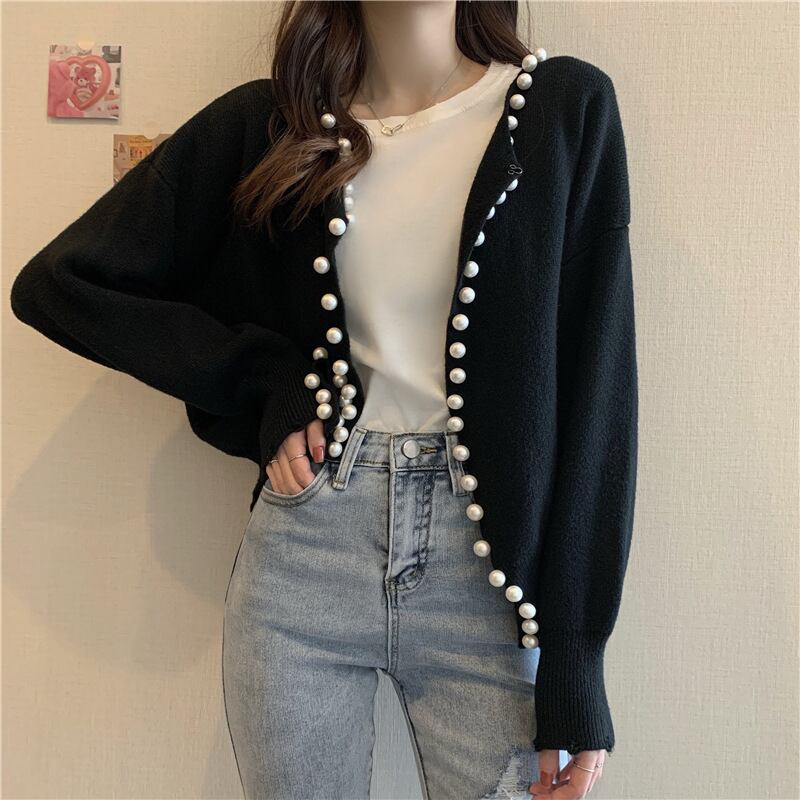 【outer】パールニットカーディガン　N2070