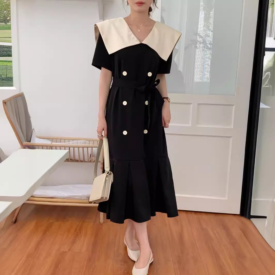 【dress】フリルダブルボタンワンピース　M24745