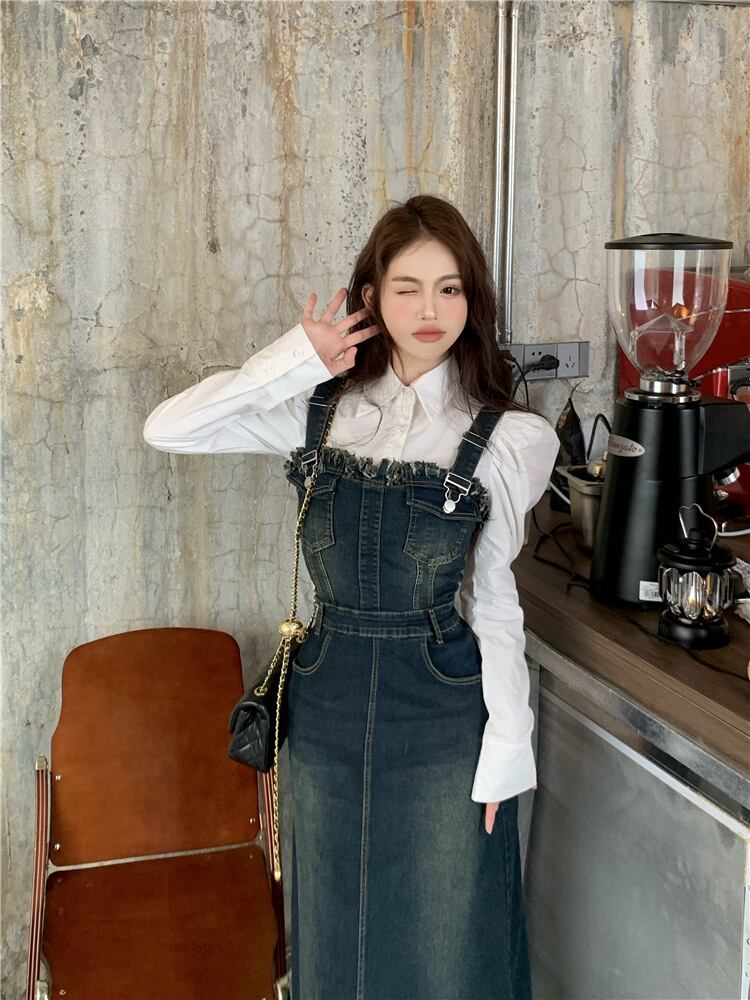 【dress】サロペットデニムワンピース　M28278