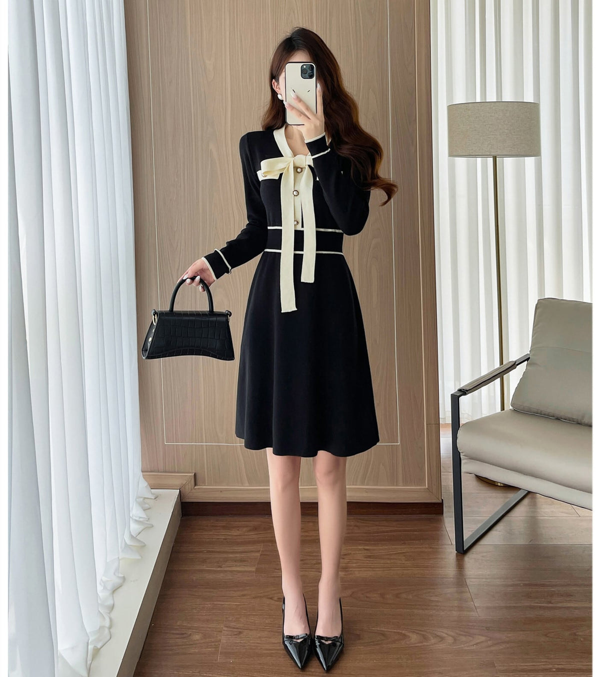 【dress】リボンニットワンピース　N3353