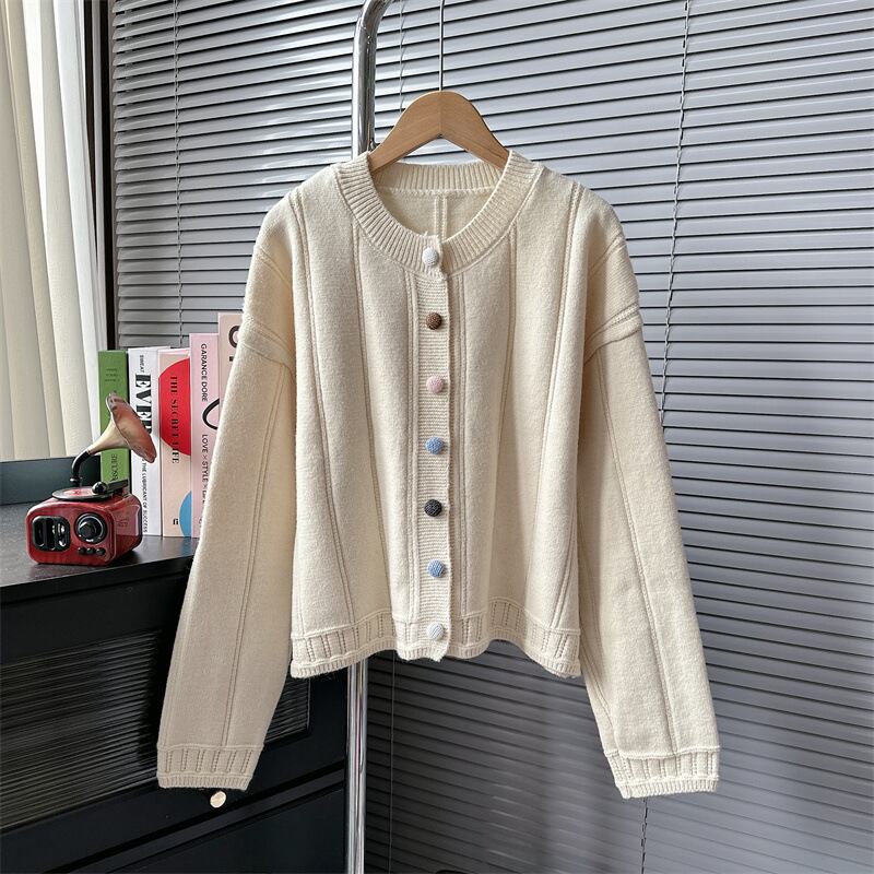 【outer】クルーネックニットカーデ　M18684
