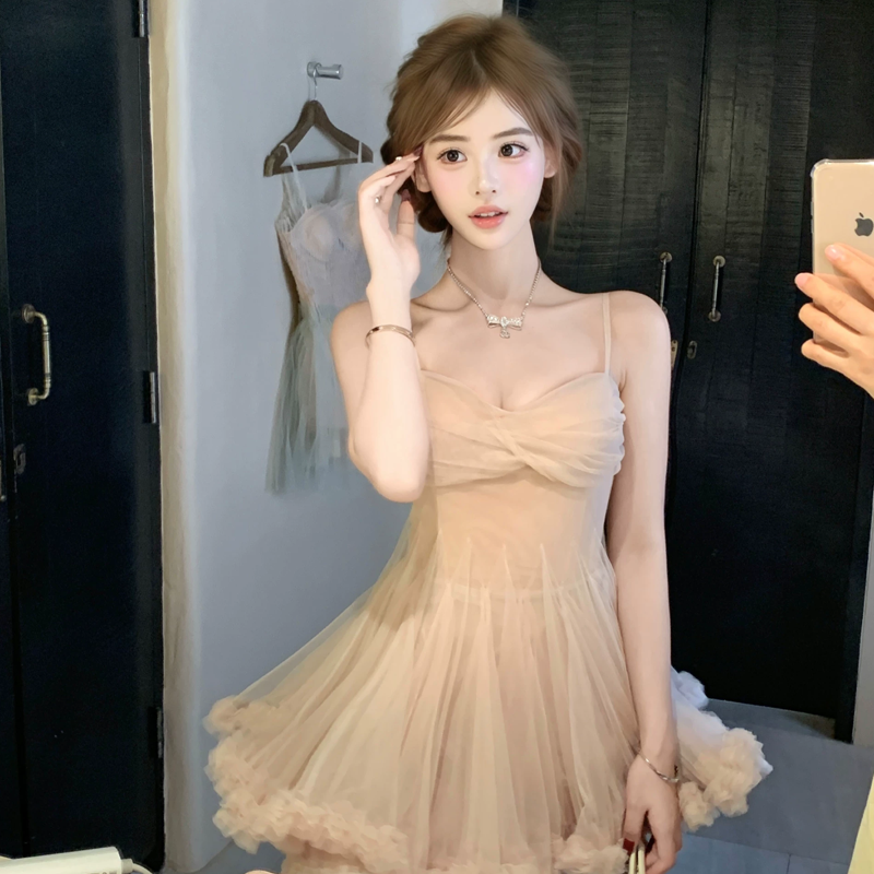 【dress】ギャザーフリルチュールミニワンピース Q8417