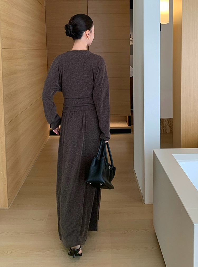 【set】レースドッキングトップス×ロングスカートセット Q8927
