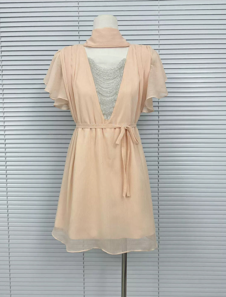 【dress】ビーズVネックワンピース Q8768