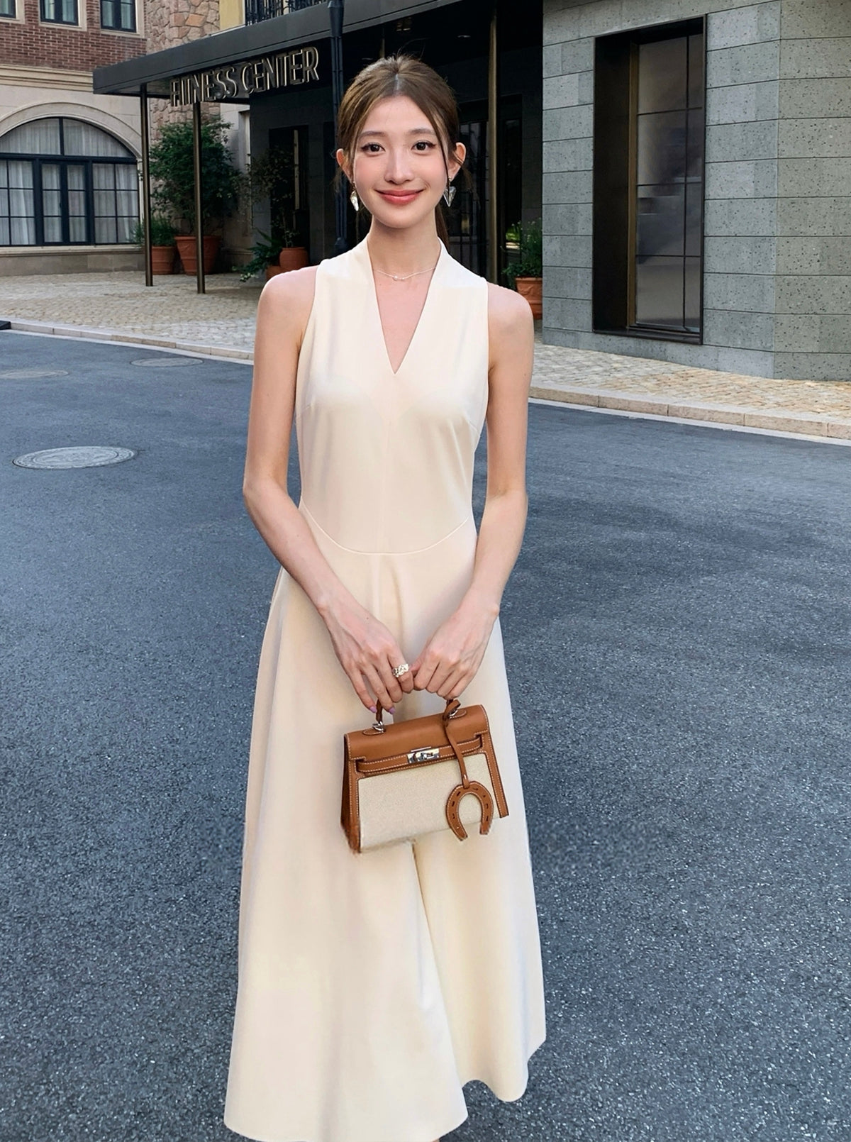【dress】ノースリーブロングワンピース Q8931