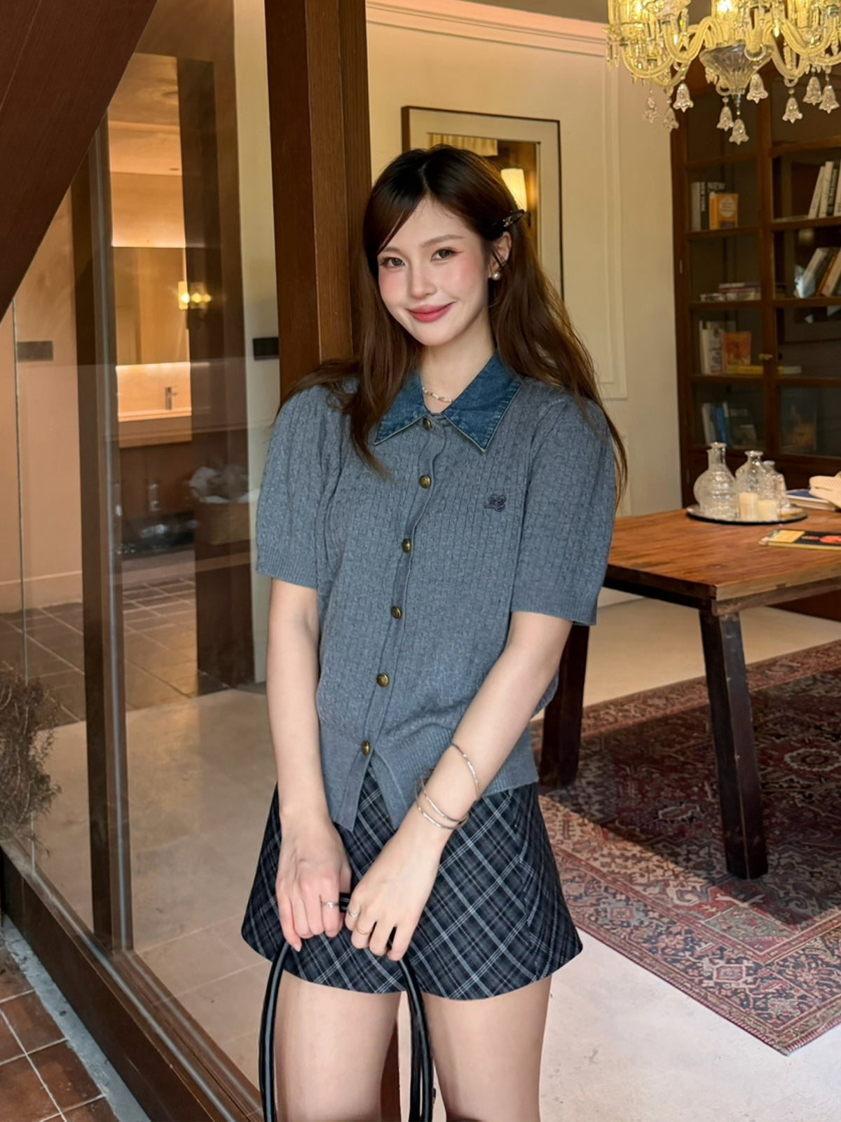 【tops】ポロネックニットトップス Q8938