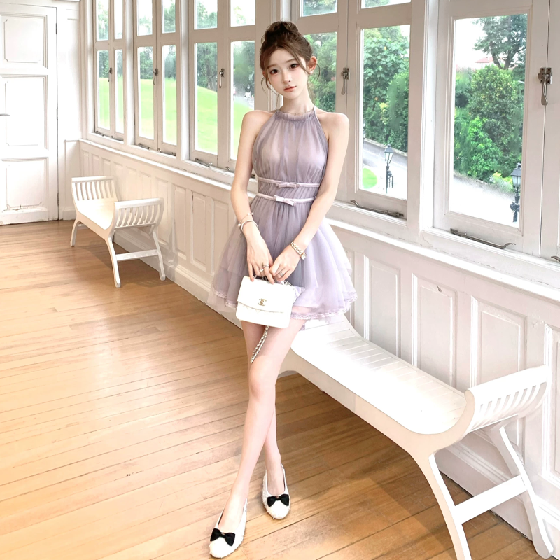 【dress】バックリボンチュールミニワンピース　M31380