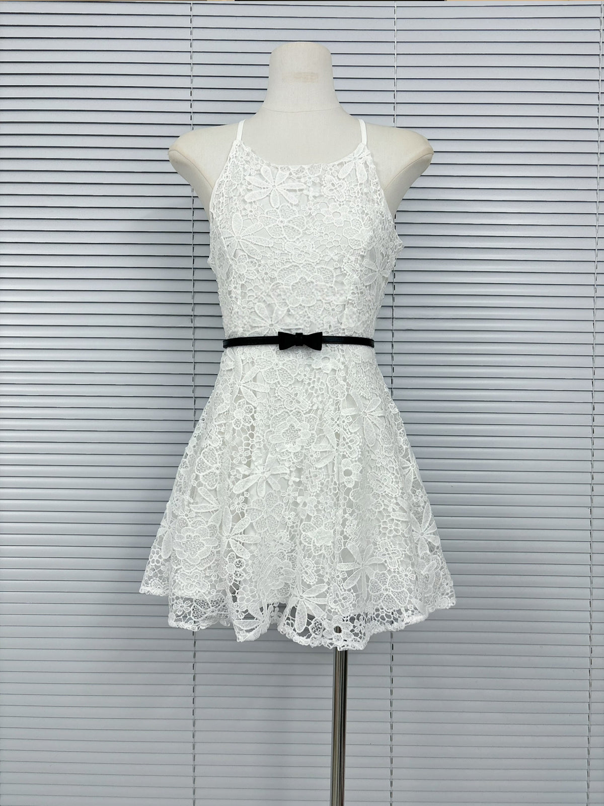 【dress】リボンベルトレースワンピース Q8755