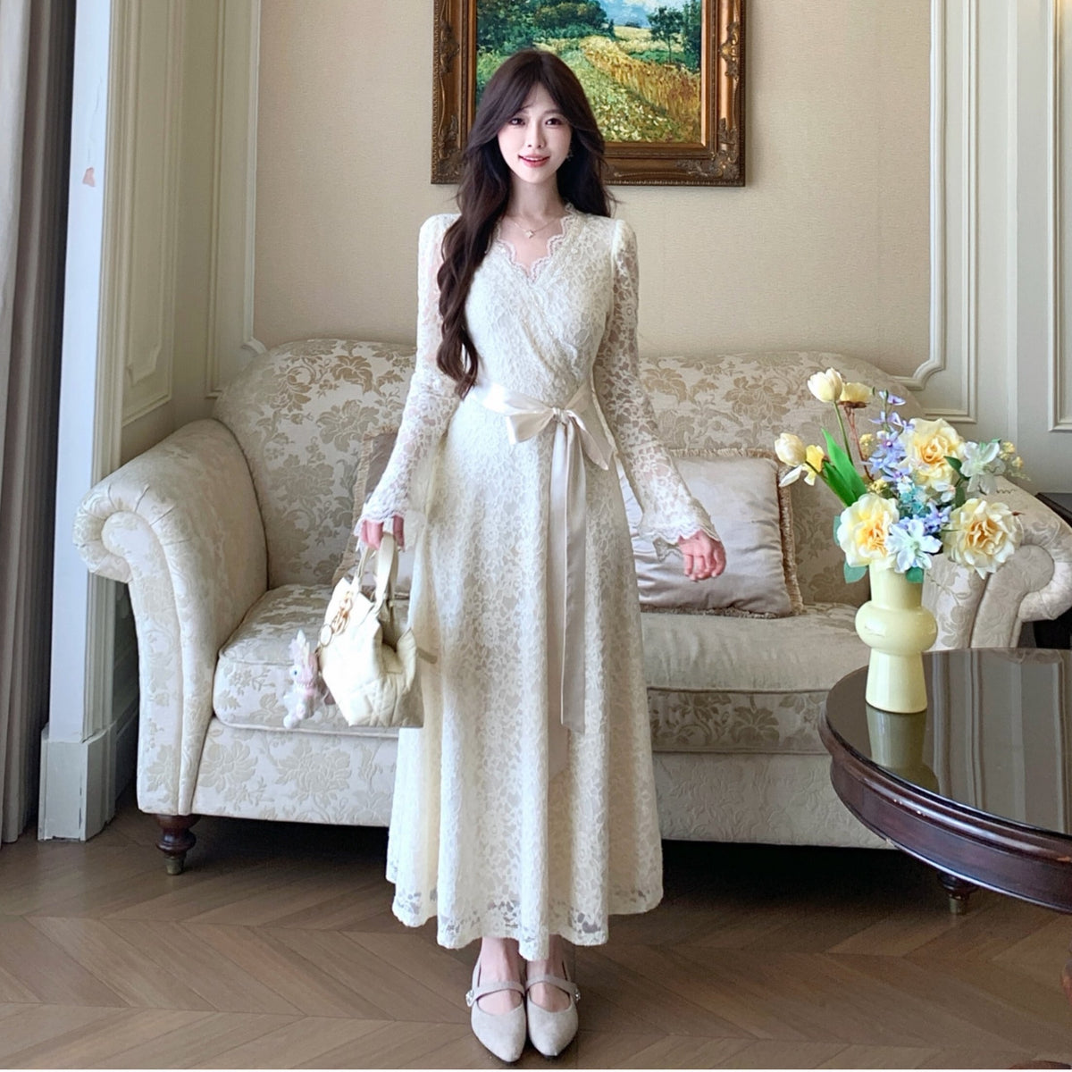 【dress】ベルスリーブレースワンピース　N3514