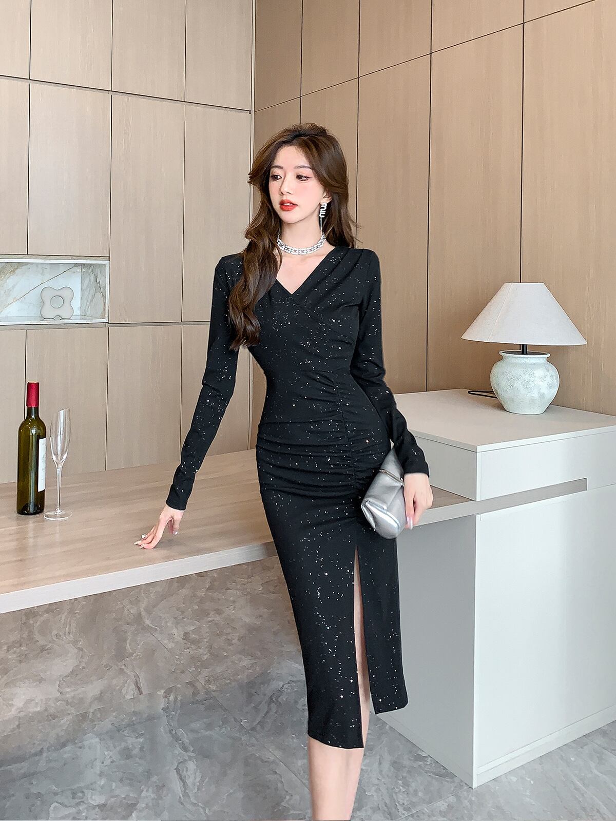 【dress】Vネックデートワンピース　M18895